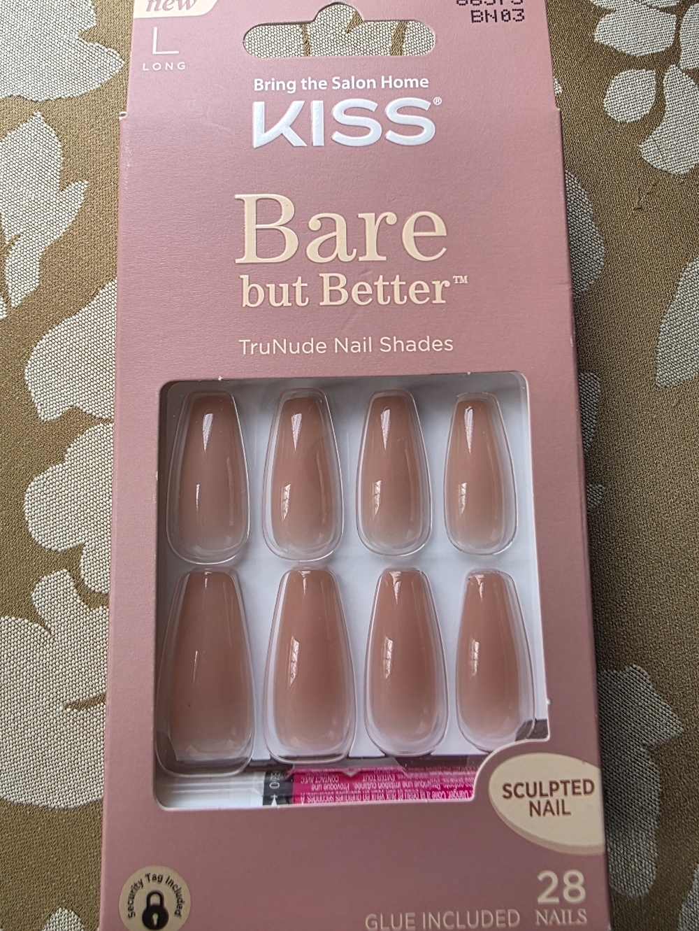 Kiss Bare but Better TruNude Sculpted Glossy Nude Pink Press-On Long Nails